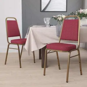 FLASH FURNITURE 4-FD-BHF-1-ALLGOLD-0847-BY-GG Burgundy Fabric Banquet Chair,PK4