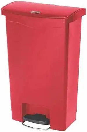 Rubbermaid - FG1883566 - Slim Jim Resin Step-On Container, Front Step Style, 13 gal, Red