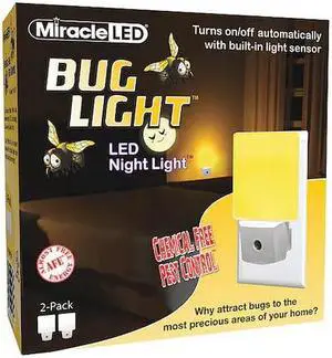 MIRACLE LED 602180 Bug Light Night Light Amber Glow to Protect your Precious