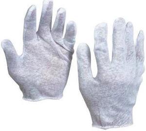 PARTNERS BRAND GLV1013L Cotton Inspection Gloves, 2.5 oz., Large, White, 12