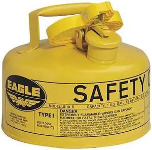 EAGLE MFG UI10SY Type I Safety Can, Galvanized Steel, 1 gal, Self-Closing Lid,