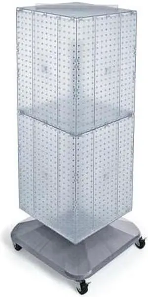 AZAR DISPLAYS 701436-CLR Four-Sided Pegboard Tower Revolving Display Panel Size