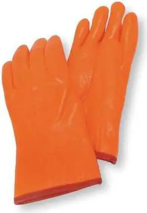 CONDOR 4NMU4 Hi-Vis Cold Protection Gloves, PVC Palm, Foam/Jersey Lining,