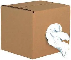 PARTNERS BRAND BR106 Box of Premium T-Shirt Rags, White, 220/Case, 25 Lbs/Case