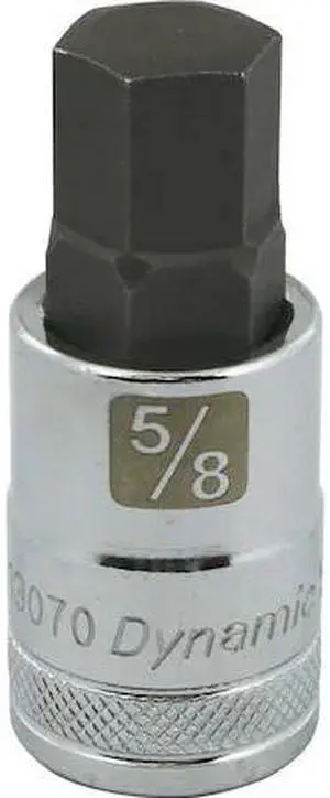 DYNAMIC D013070 Tools 1/2" Drive SAE Hex Head, 5/8" Bit Standard Length, Chrome