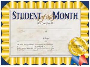 HAYES VA528-5 Student of The Month Certificate, PK5