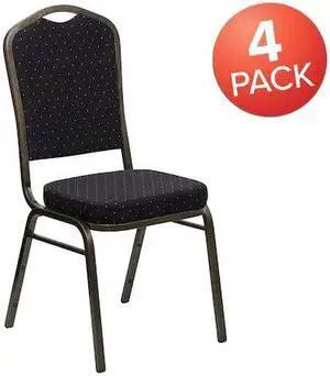 FLASH FURNITURE 4-FD-C01-GOLDVEIN-S0806-GG Black Fabric Banquet Chair,PK4