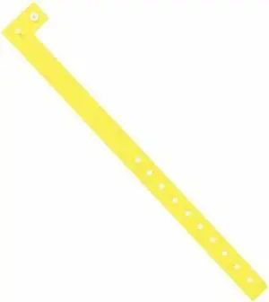 PARTNERS BRAND WR120YE Day-Glo Plastic Wristbands, 3/4" x 10", Yellow, PK500