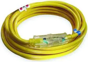 ZORO SELECT 4GAC3 SJTOW Extension Cord, 10 AWG 1 Outlet, 5-15R, Yellow, PVC,