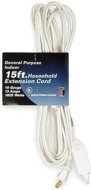POWER FIRST 1FD70 SPT-2 Extension Cord, 16 AWG, Indoor, 16/2, 3 Outlets, 1-15R,
