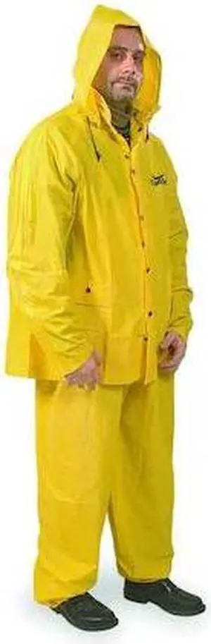 CONDOR 1FBB2 3 Piece Rainsuit w/Detach Hood, Yellow, 4XL, Gender: Unisex