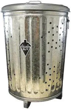 ZORO SELECT 34RY86 20 gal Round Steel Recycling Bin , Silver