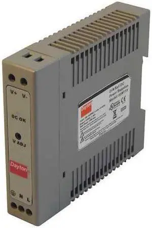 DAYTON 33NT15 DC Power Supply, 90/264V AC, 12V DC, 15 W, 1.25 A, DIN Rail