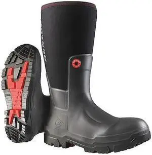 DUNLOP OD60A93.06 Rubber Boot,Men's,6,Knee,Black,PR