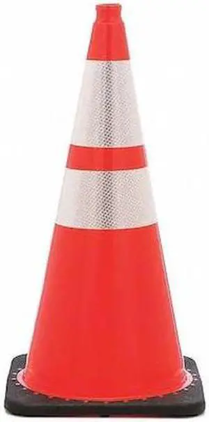 ZORO SELECT RS70025C3M64 Traffic Cone, PVC, High-Intensity Prismatic, 28 in