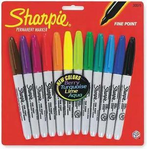 SHARPIE 30075PP Permanent Marker Set, Fine Tip, Assorted Colors,  PK12
