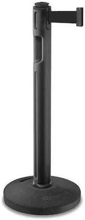 LAVI INDUSTRIES 80-5000R/BK/BK Barrier Post with Belt, Black, 12 ft Length, 38