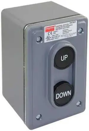 DAYTON 20C803 Push Buttn Cntrol Statn,2NO,Up/Down,22mm