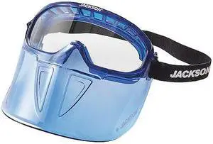 Gpl500 Series Premium Goggle with Detachable Face Shield, Blue Frame, Af, Clear