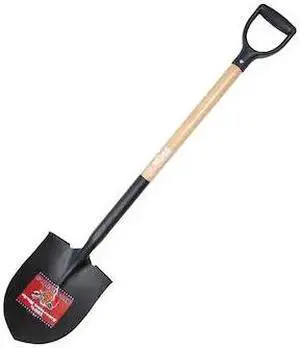 BULLY TOOLS 52510 Round Point Shovel with Hardwood Handle and Poly D-Grip, 14