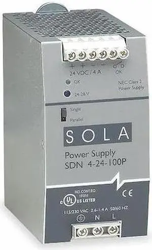 SOLAHD SDN424100LP DC Power Supply, 115/230V AC, 92 W, 3.8 A, DIN Rail/Chassis