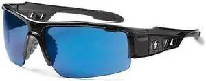 ERGODYNE DAGR DAGR, Safety Glasses, Uncoated, Blue Mirror Lens, Black Frame,