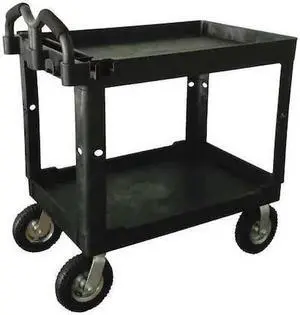 ZORO SELECT 52TV57 Utility Cart with Deep Lipped & Flush Plastic Shelves,