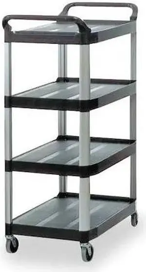RUBBERMAID FG409600BLA Plastic Raised Handle Utility Cart 300 lb. Capacity,