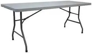 ZORO SELECT 12F625 Rectangle Folding Table, 30" W, 72" L, 29" H, Blow Molded