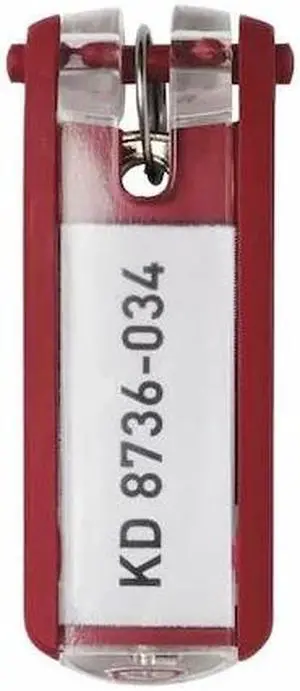 Durable 1957-03 Key Tags for Locking Key Cabinets, Plastic, 1-1/8 x 2-3/4, Red, 6/Pack