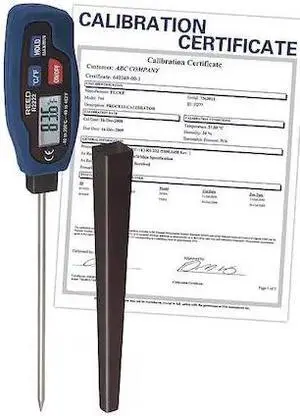 REED INSTRUMENTS R2222-NIST 4-13/20" Stem Digital Pocket Thermometer, -40