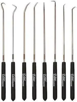 ULLMAN CHP8-L Pick/Hook Set,Stl Shft, Plstc Grps,PK8