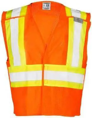 KISHIGO 1176-5X 5XL Class 2 Breakaway High Visibility Vest, Orange