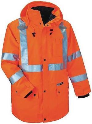 ERGODYNE 8385 Hooded Jacket, Polyester, Class 3 Type R, Orange, S