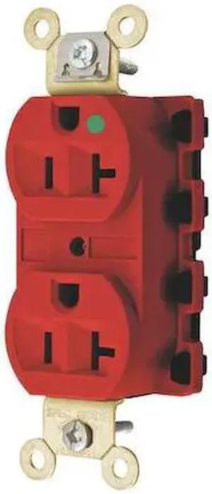 HUBBELL WIRING DEVICE-KELLEMS SNAP8300RA Straight Blade Receptacle, 5-20R, 20