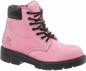 MOXIE TRADES 50162 Women's 6-Inch Work Boot, 6 D, Steel Toe, 6 in H, Pink, 50162