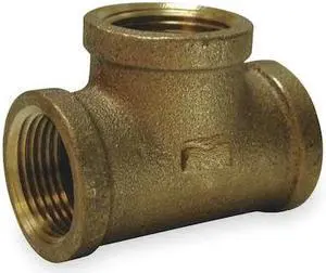 ZORO SELECT 1VFA2 1-1/2" FNPT Red Brass Tee, Basic Pipe Fitting Material: Metal