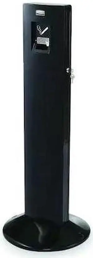 RUBBERMAID COMMERCIAL FGR93400BK Cigarette Receptacle,1-19/32 gal.,Black
