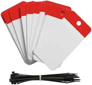 BRADY 102011 Tag, Blank, Polyester, 5 in H x 3 1/4 in W, Red, Rectangle, 25 PK