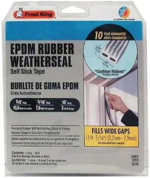 FROST KING V27GA Weatherseal,10 ft.,Gray,EPDM