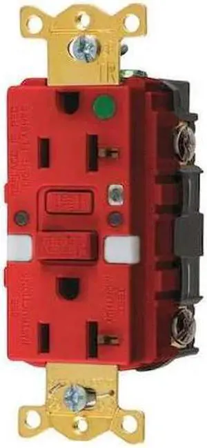 20A Heavy Use Hospital Grade Receptacle, Red; Tamper Resistant: Yes