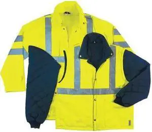 ERGODYNE 8385 Hooded Jacket, Polyester, Class 3 Type R, Green, 4XL