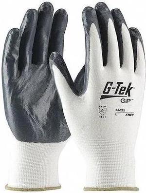 PIP 34-225/XL Nitrile Coated Gloves, Palm Coverage, White/Gray, XL, PR