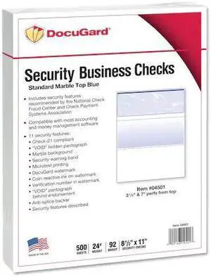 Docugard Standard Security Check Blue Marble Top 24 lb Letter 500/Ream 04501