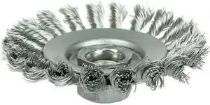 WEILER 13436 Knot Wire Bevel Brush 4" .020" Stainless Steel Fill 5/8"-11 UNC Nut