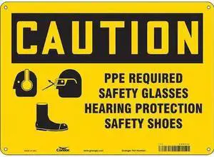 CONDOR 468P43 Safety Sign, 10 in Height, 14 in Width, Polyethylene, Horizontal