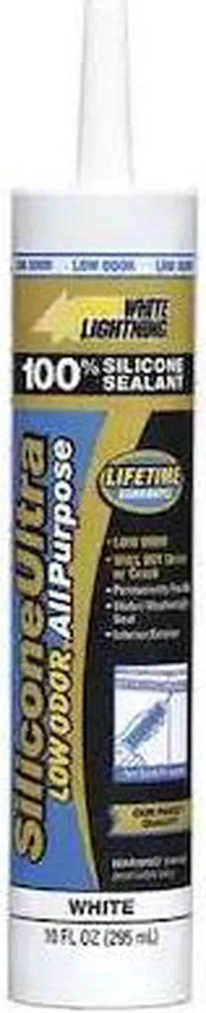 WHITE LIGHTNING W11111010 Silicone Sealant, 10 oz, Cartridge, Clear, Silicone