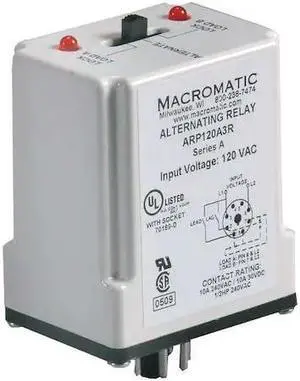 MACROMATIC ARP120A3R Alternating Relay,DPDT,120VAC,10A,8 Pin