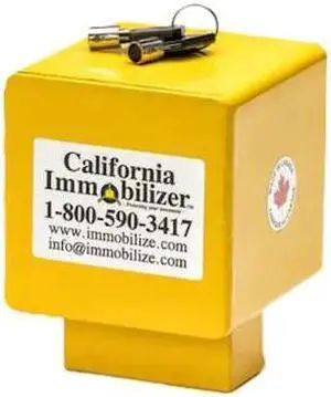 CALIFORNIA IMMOBILIZER G00100 Bulldog Style Coupler Lock,Yellow