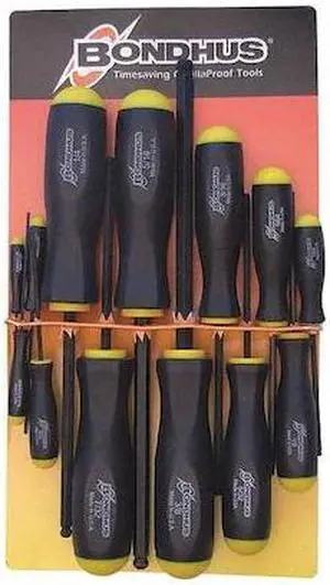 Bondhus Balldriver Tip Screw- driver Set, .050"-3/8", 13 Pc